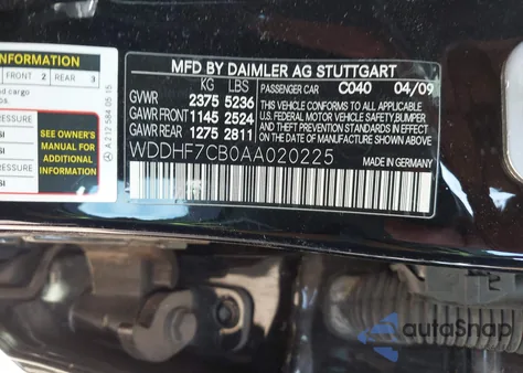 2010 Mercedes-Benz E 550 из США, поврежденный, VIN WDDHF7CB0AA020225